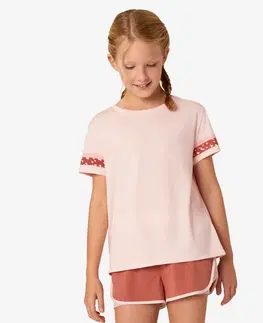 nohavice Dievčenské tričko na cvičenie 320 bavlnené ružové