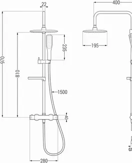 Sprchy a sprchové panely MEXEN/S - KX49 sprchový stĺp s termostatickou batériou biela / zlato 771504091-25