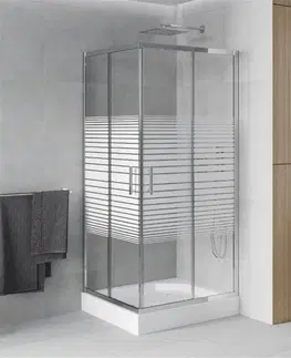 Vane MEXEN/S - Rio štvorcový sprchovací kút 90 x 90, dekor, chróm + vanička Rio 860-090-090-01-20-4510
