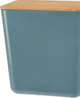 Úložné boxy Úložný box s bambusovým vekom Roger, 13 x 13,7 x 8 cm, modrá