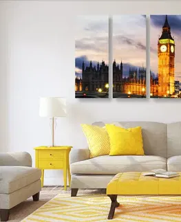 Obrazy mestá 5-dielny obraz nočný Big Ben v Londýne