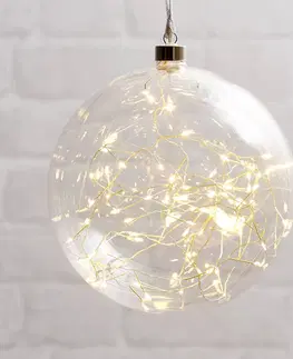 Vianočné osvetlenie do okien STAR TRADING LED deko guľa Glow, skla, Ø 20 cm číra