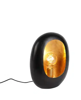 Stolove lampy Dizajnová stolná lampa čierna so zlatým interiérom 36 cm - Cova