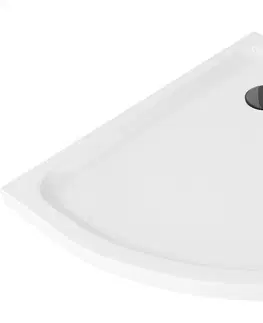 Vane MEXEN/S - Flat sprchová vanička štvrťkruhová slim 100 x 100 cm, biela + čierny sifón 41101010B