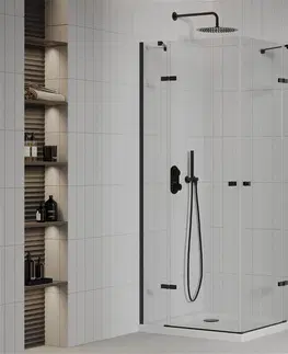 Vane MEXEN/S - Roma Duo sprchovací kút 90x90, transparent, čierna + vanička so sifónom 854-090-090-70-02-4010B