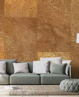 Tapety s imitáciou tehly, kameňa a betónu Tapeta zlatá stena