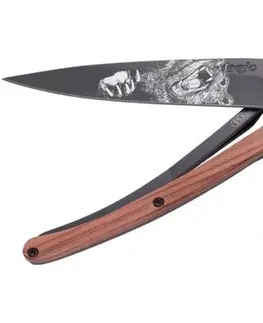 Outdoorové nože Vreckový nôž Deejo 1GB128 Tattoo grizzly, black, 37g, coralwood