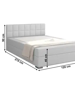 Postele Boxspringová posteľ 120x200, svetlosivá, FERATA KOMFORT