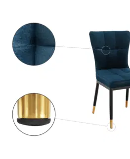 Stoličky Dizajnová jedálenská stolička, petrolejová Velvet látka, EPONA