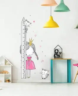 Nálepky na stenu INSPIO meter na stenu - Princezná s mačičkou