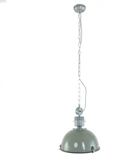 Závesné svietidlá Steinhauer Bikkel – olivovozelená priemyselná závesná lampa