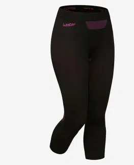 nohavice Dámske lyžiarske spodné nohavice BL580 I-Soft bezšvové čierno-fialové