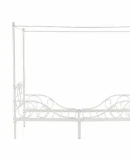 Postele Kovová posteľ s nebesami, biela, 90x200, ADELISA