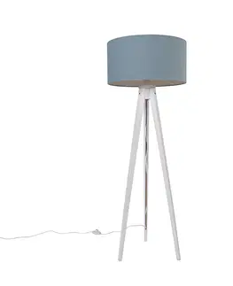 Stojace lampy Stojacia lampa statív biely s tienidlom svetlomodrý 50 cm - Tripod Classic