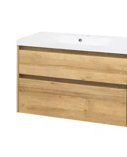 Kúpeľňový nábytok MEREO - Opto, kúpeľňová skrinka s umývadlom z liateho mramoru 101 cm, dub Riviera CN922M
