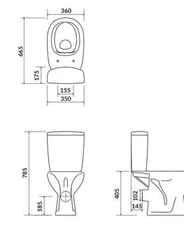 Kúpeľňa CERSANIT - WC kombi 616 ARTECO 011 3/5 vrátane sedátka duroplast K667-056