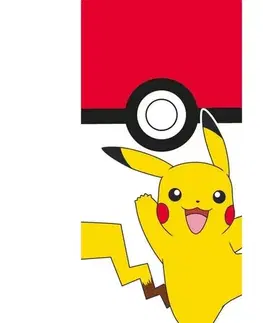 Uteráky Detská osuška Pokémon Pokéball a Pikachu, 70 x 140 cm