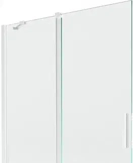 Sprchové dvere MEXEN/S - Velar Dvojkrídlová posuvná vaňová zástena 120 x 150 cm, transparent, biela 896-120-000-01-20