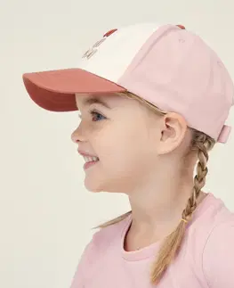 fitnes Detská čiapka 500 na cvičenie ružová s potlačou