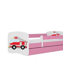 Jednolôžkové postele Detská Posteľ. Babydreams+Sz+M Ružová 80x180 hasičský zbor