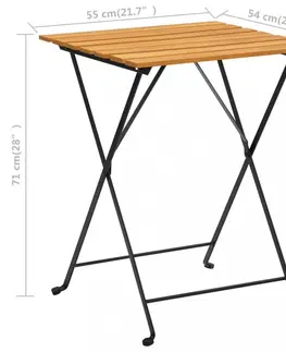 Záhradné stoly Skladací stolík akácie / čierna Dekorhome