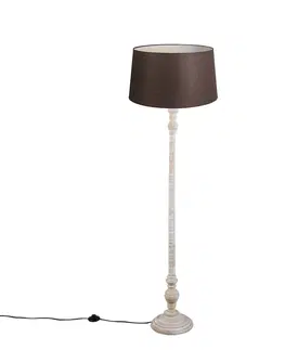 Stojace lampy Stojacia lampa s ľanovým tienidlom hnedá 45 cm - Classico