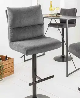 Barové stoličky LuxD Dizajnová barová otočná stolička Frank sivý menčester