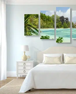Obrazy prírody a krajiny 5-dielny obraz nádherná pláž na ostrove La Digue