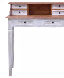 Pracovné stoly Písací stôl zo zásuvkami masívne drevo Dekorhome Čierna / hnedá