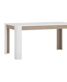 Jedálenské stoly Jedálenský rozkladací stôl, biela extra vysoký lesk HG/dub sonoma tmavý truflový, 160-200x90 cm, LYNATET TYP 75