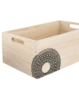 Úložné boxy Bednička drevo MANDALA 31x21x13 cm 