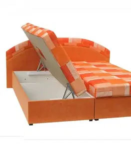 Postele Manželská posteľ, pružinová, oranžová/vzor, KASVO