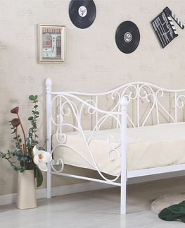 Postele HALMAR Sumatra 90 kovová jednolôžková posteľ s roštom biela