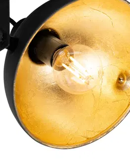 Bodove svetla Priemyselné stropné svietidlo čierne so zlatým 3-svetlom nastaviteľné - Magnax