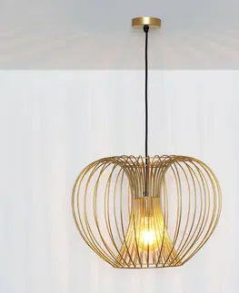 Závesné svietidlá Holländer Závesná lampa Protetto, zlatá, Ø 42 cm