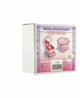 Drevené hračky Teddies Hracia skrinka so šperkovnicou Princess, 14,5 x 8 x 14,5 cm