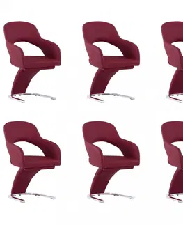 Jedálenské stoličky a kreslá Jedálenská stolička 6 ks umelá koža / chróm Dekorhome Vínová