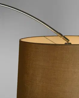 Oblúkové lampy Oblúková lampa oceľová látka tienidlo hnedá 45 cm - XXL