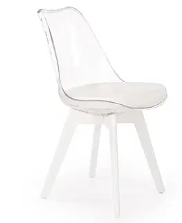 Čalúnené stoličky Stolička K245 polypropylén/ekokoža/polykarbonát biela/transp.