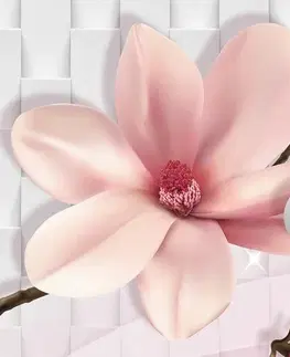 Obrazy kvetov Obraz magnólia s abstraktnými prvkami