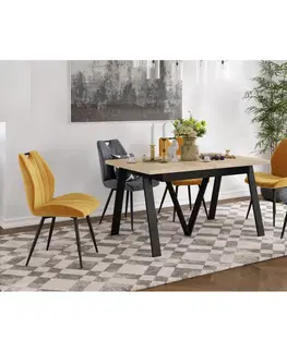 Jedálenské stoly Jedálenský rozkladací stôl, dub sonoma/čierna, 140-290x90 cm, AVENY