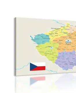 Obrazy mapy Obraz štýlová mapa Česka s vlajkou
