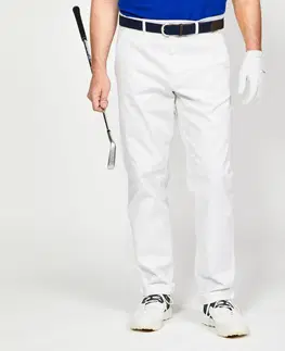 nohavice Pánske bavlnené golfové nohavice MW500 biele