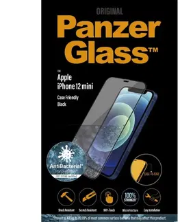 Ochranné fólie pre mobilné telefóny Ochranné temperované sklo PanzerGlass Case Friendly pre Apple iPhone 12 Mini, čierna 2710