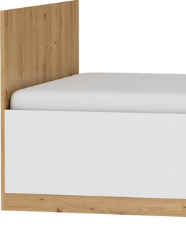 Postele MEBLOCROSS Maximus MXS-19 90 jednolôžková posteľ s roštom dub artisan / biely lesk