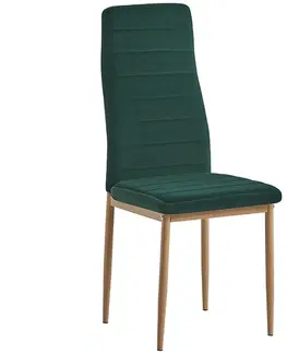 Jedálenské stoličky KONDELA Coleta Nova jedálenská stolička smaragdová (Velvet) / dub