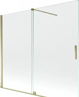 Sprchové dvere MEXEN/S - Velar Dvojkrídlová posuvná vaňová zástena 180 x 150 cm, transparent, zlatá 896-180-000-01-50