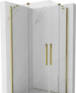 Sprchovacie kúty MEXEN/S - Velar Duo štvorcový sprchovací kút 100 x 90, transparent, zlatá 871-100-090-02-50