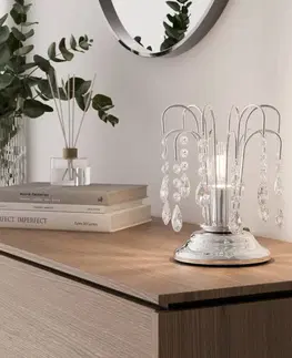Stolové lampy ONLI Stolná lampa Pioggia s krištáľovým dažďom, 26 cm, chróm