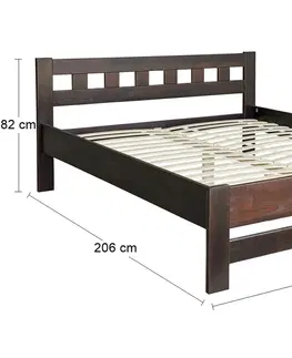 Postele NABBI Vulcano WB-160 drevená manželská posteľ s roštom 160x200 cm orech